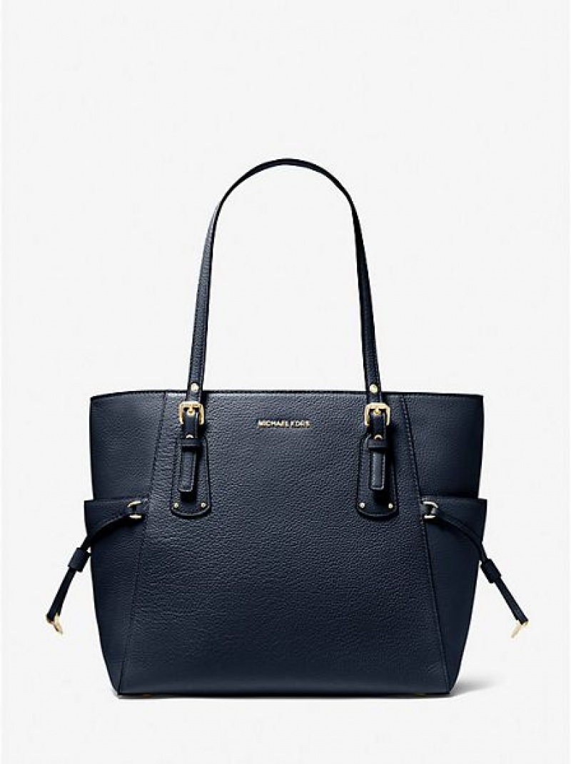 Torby Tote Michael Kors Voyager Small Pebbled Skórzane Damskie Granatowe | 095864-EYD