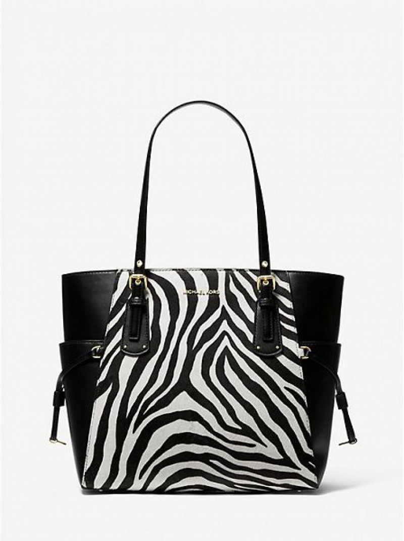 Torby Tote Michael Kors Voyager Small Zebra Printed Calf Hair Damskie Czarne | 938425-EPW