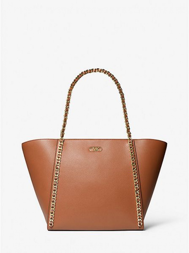 Torby Tote Michael Kors Westley Large Pebbled Skórzane Chain-link Damskie Brązowe | 817503-PWM