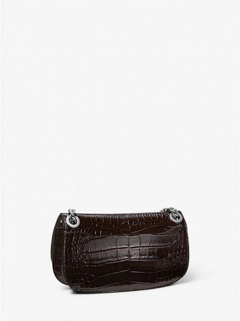 Torebki Małe Michael Kors Christie Crocodile Embossed Skórzane Envelope Damskie Czekolada | 937815-FRW