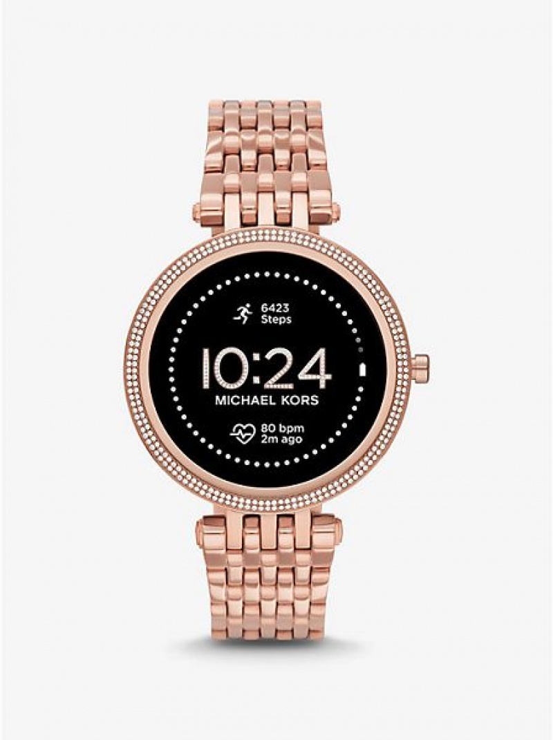 Zegarek Michael Kors Gen 5e Darci Pave Smart Damskie Różowe Złote | 467102-HJN