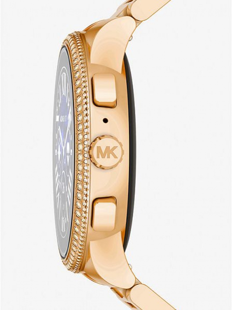 Zegarek Michael Kors Gen 6 Camille Pave Smart Damskie Złote | 541793-EID