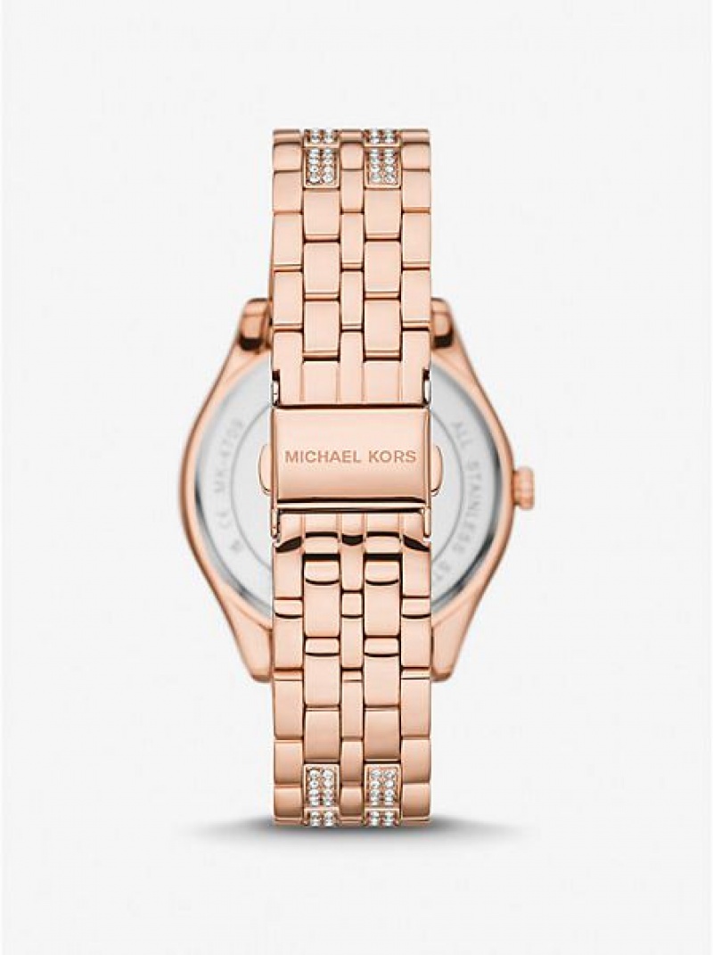 Zegarek Michael Kors Harlowe Pave Damskie Różowe Złote | 978345-LQT