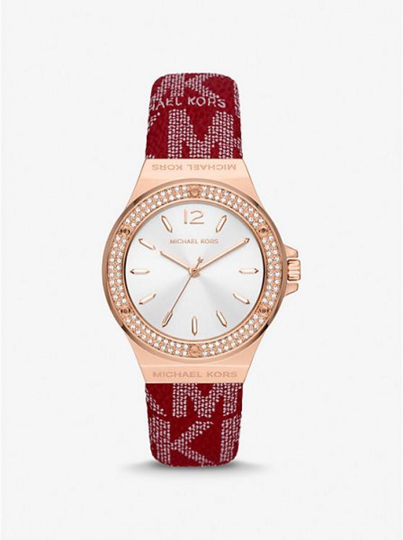 Zegarek Michael Kors Lennox Pave And Logo Damskie Różowe Złote | 157298-HXQ