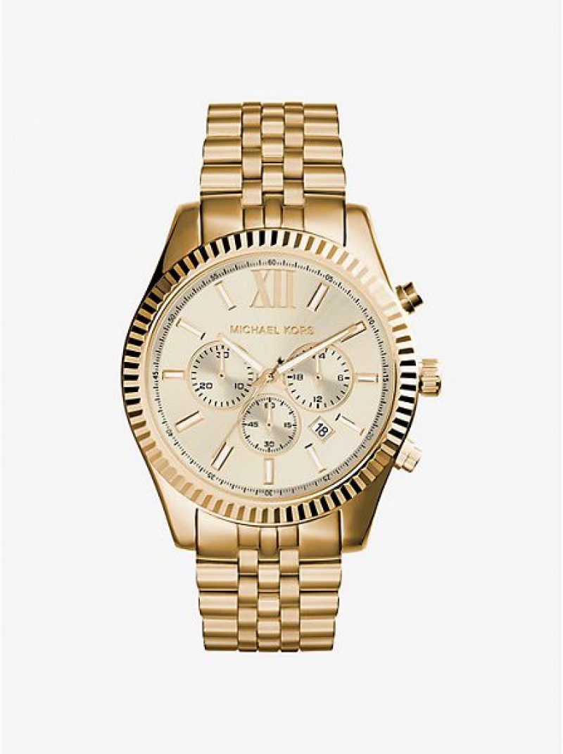 Zegarek Michael Kors Lexington Męskie Złote | 948617-CND