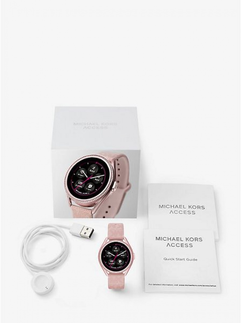 Zegarek Michael Kors Michael Kors Access Gen 5e Mkgo And Logo Rubber Smart Damskie Różowe | 871345-ONT