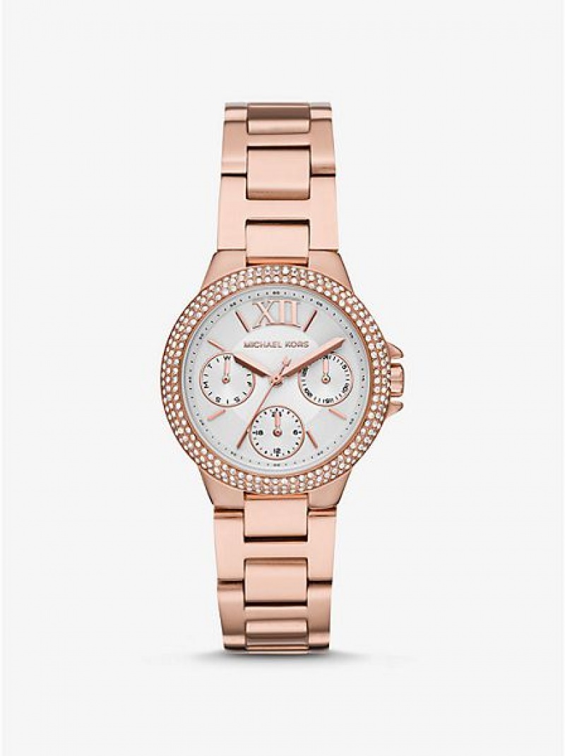 Zegarek Michael Kors Mini Camille Pave Damskie Różowe Złote | 518094-NHW