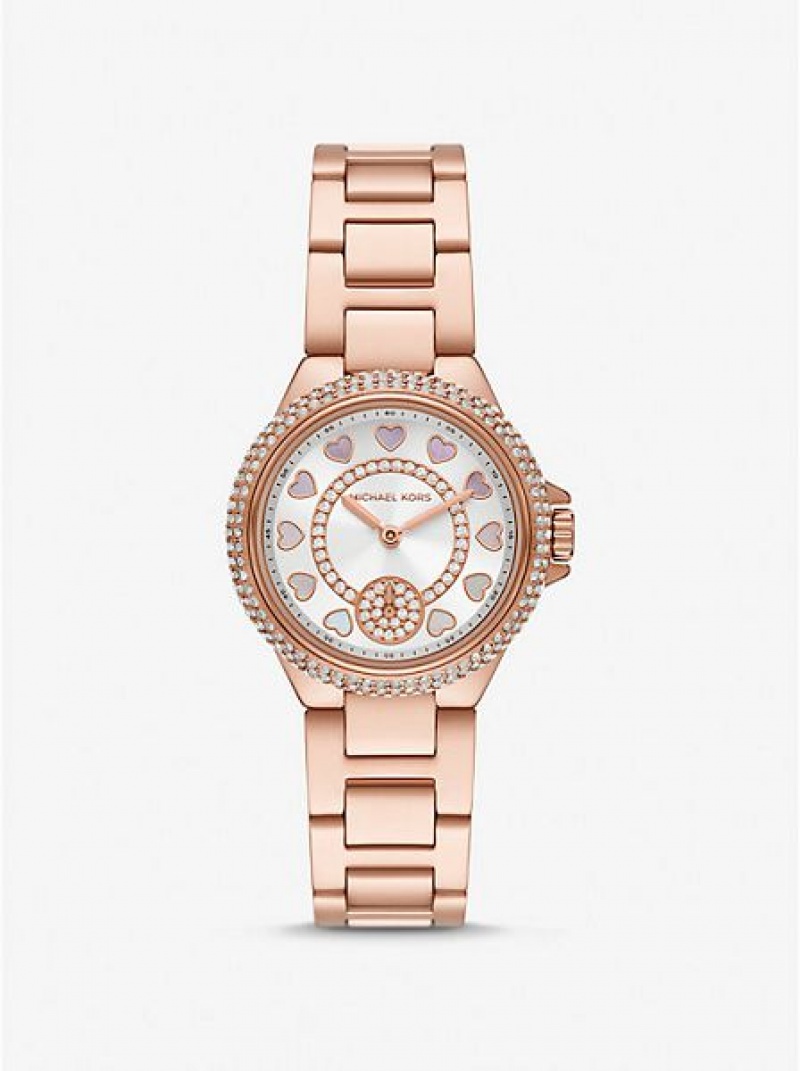 Zegarek Michael Kors Mini Camille Pave Damskie Różowe Złote | 729561-QRK