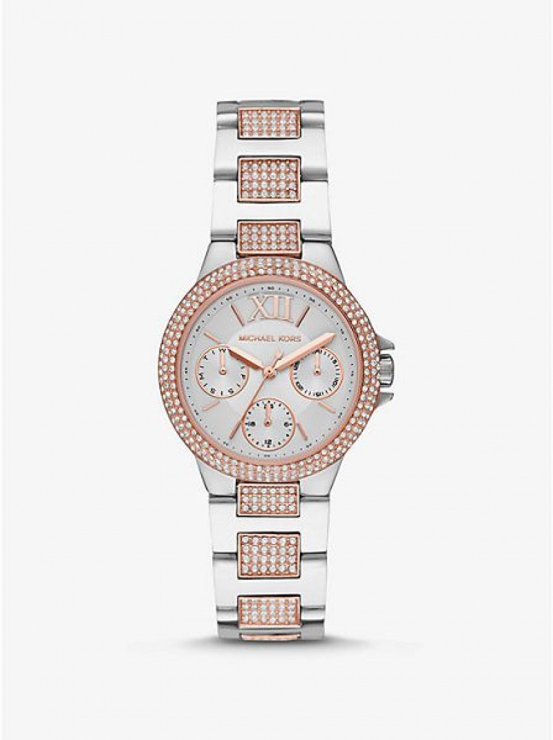 Zegarek Michael Kors Mini Camille Pave Damskie Srebrne Różowe | 598314-EDX