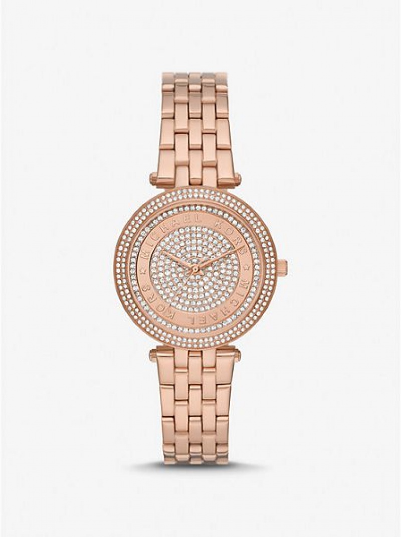 Zegarek Michael Kors Mini Darci Pave Damskie Różowe Złote | 530784-XIQ