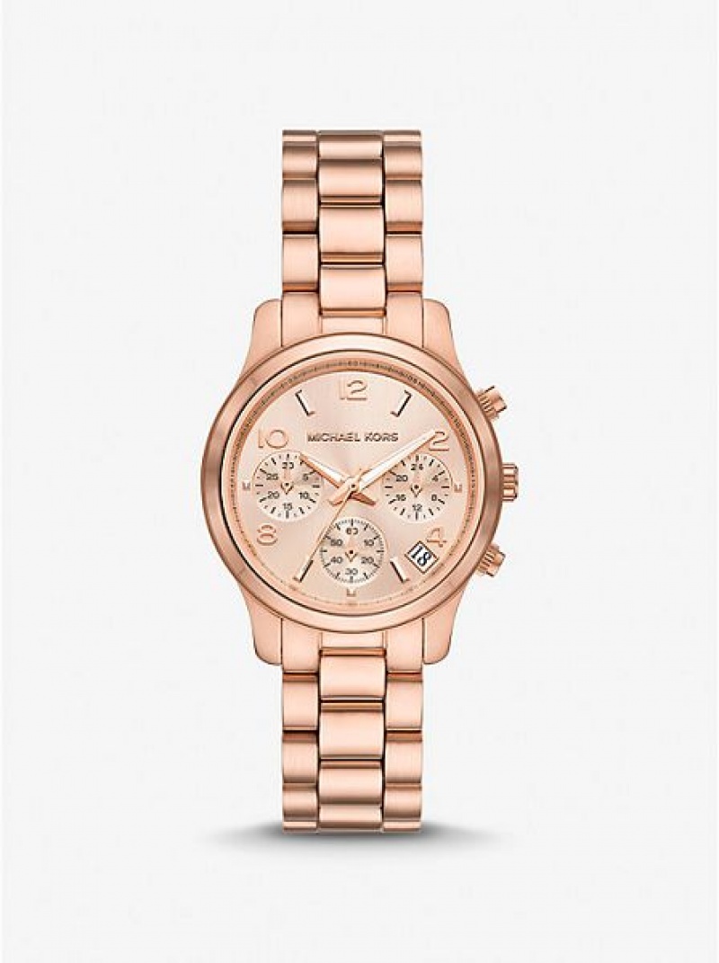 Zegarek Michael Kors Mini Runway Damskie Różowe Złote | 029861-HKI