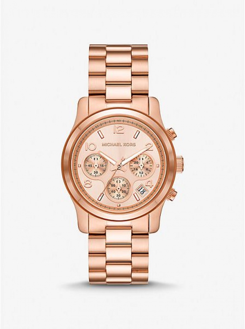 Zegarek Michael Kors Runway Damskie Różowe Złote | 486527-ZBS