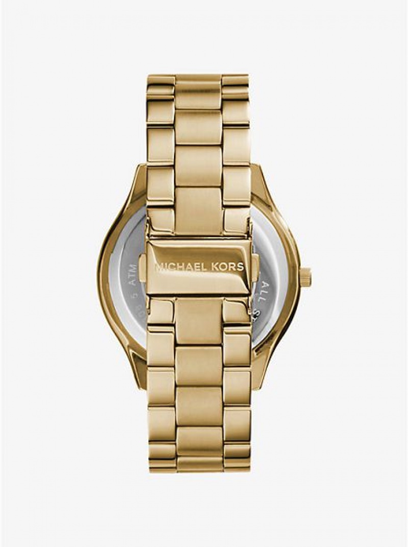 Zegarek Michael Kors Slim Runway Stainless Steel Męskie Złote | 614807-RAI